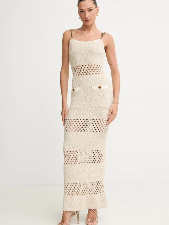 Zdjęcie produktu Elisabetta Franchi sukienka z bawełną beżowy