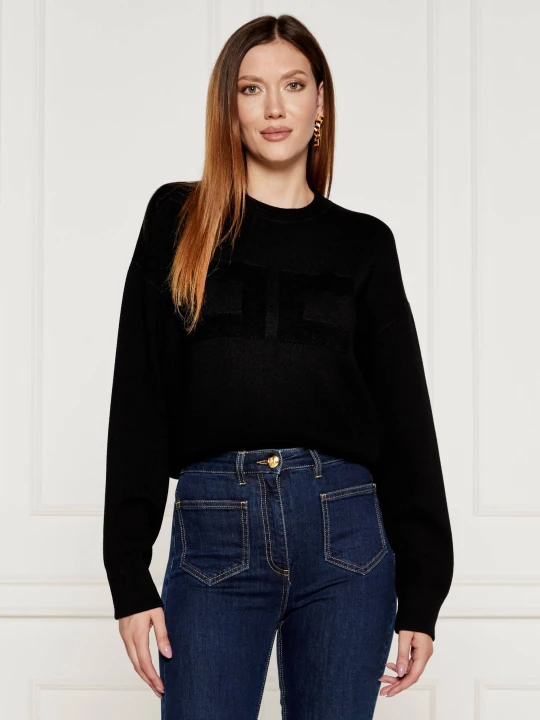 Zdjęcie produktu Elisabetta Franchi Sweter | Cropped Fit czarny