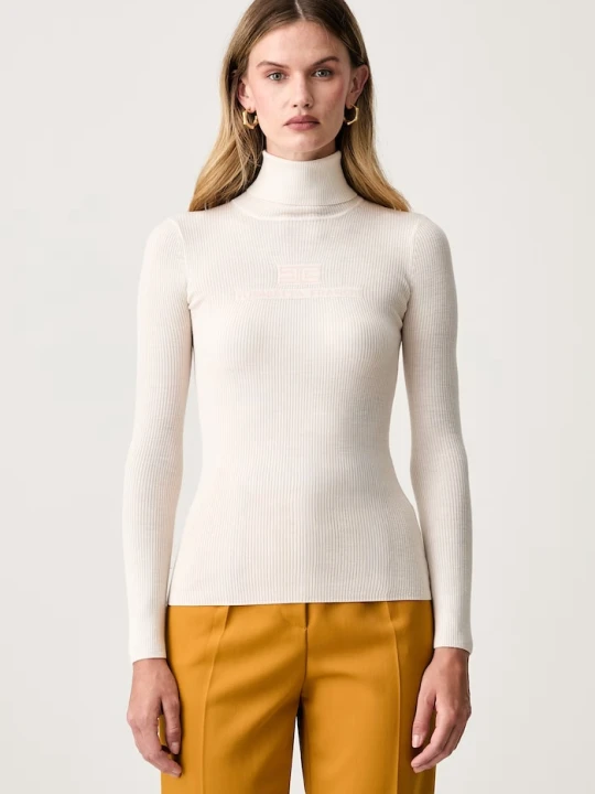 Zdjęcie produktu Elisabetta Franchi sweter damski wełniany beżowy