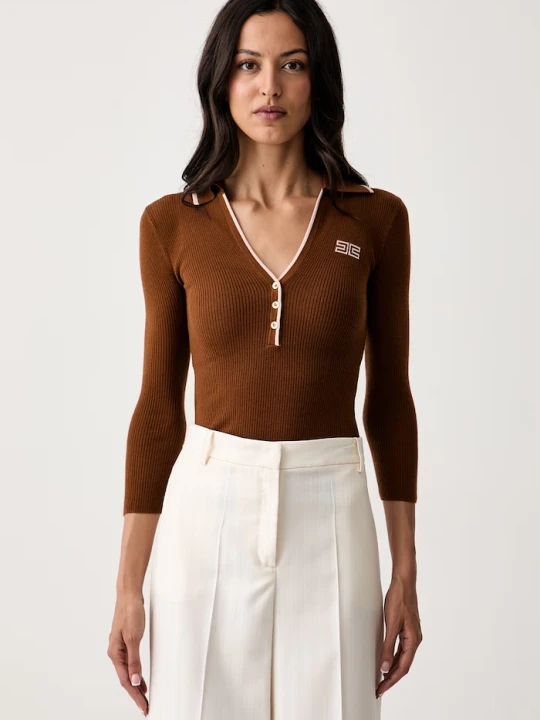 Zdjęcie produktu Elisabetta Franchi sweter damski wełniany brązowy