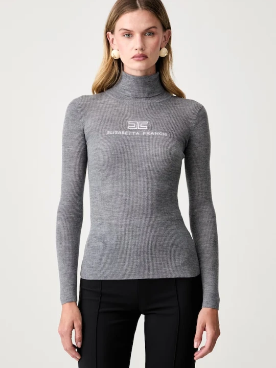 Zdjęcie produktu Elisabetta Franchi sweter damski wełniany szary