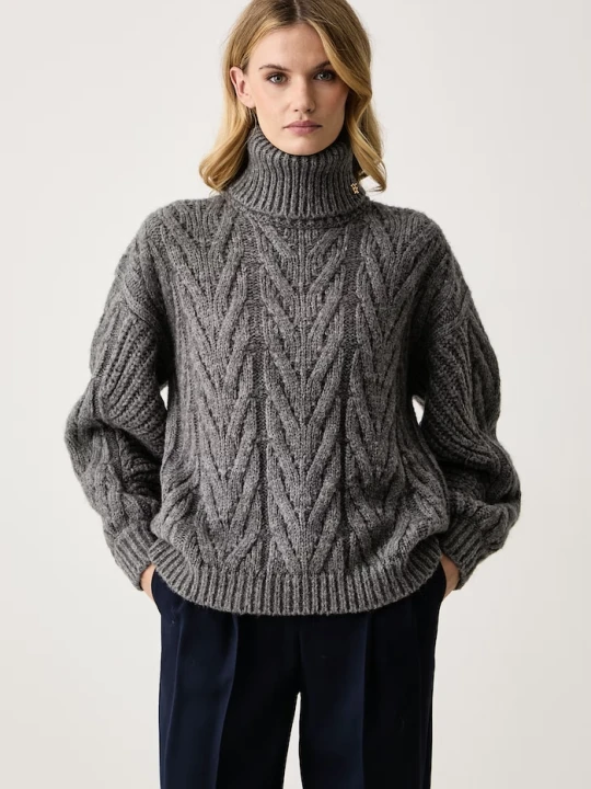 Zdjęcie produktu Elisabetta Franchi sweter damski z wełną alpaki szary