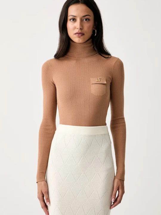 Zdjęcie produktu Elisabetta Franchi sweter lounge damski z lyocellem brązowy