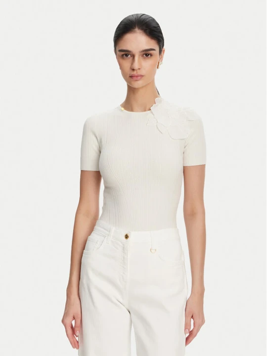 Zdjęcie produktu Elisabetta Franchi Sweter MK-55B-51E2 Biały Slim Fit