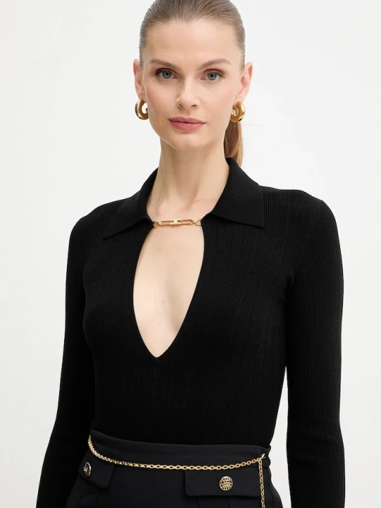 Zdjęcie produktu Elisabetta Franchi sweter z dodatkiem jedwabiu czarny