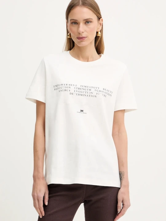 Zdjęcie produktu Elisabetta Franchi t-shirt bawełniany beżowy