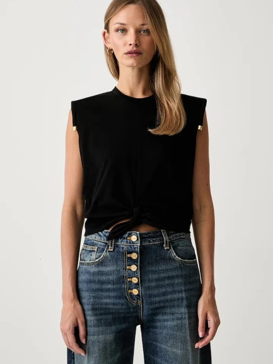 Zdjęcie produktu Elisabetta Franchi top damski bawełniany czarny