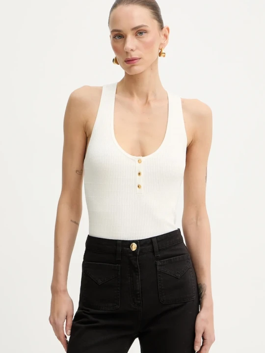 Zdjęcie produktu Elisabetta Franchi top z dodatkiem jedwabiu beżowy