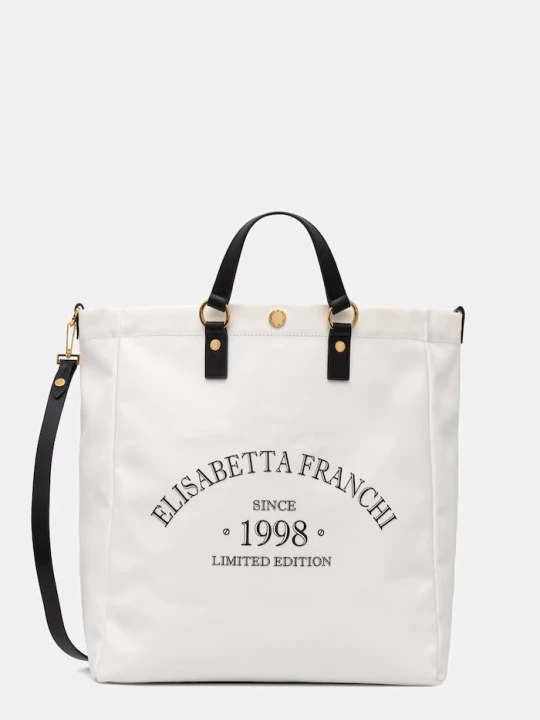 Zdjęcie produktu Elisabetta Franchi torebka shopper damska bawełniana beżowy