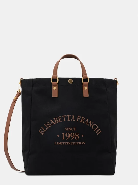 Zdjęcie produktu Elisabetta Franchi torebka shopper damska bawełniana czarny