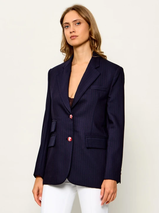 Zdjęcie produktu Elisabetta Franchi Wełniana marynarka | Oversize fit granatowy