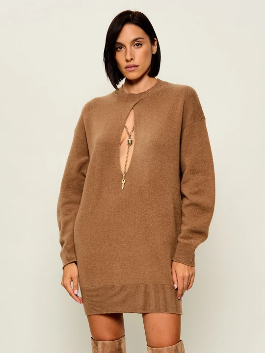 Zdjęcie produktu Elisabetta Franchi Wełniana sukienka | z dodatkiem kaszmiru camel