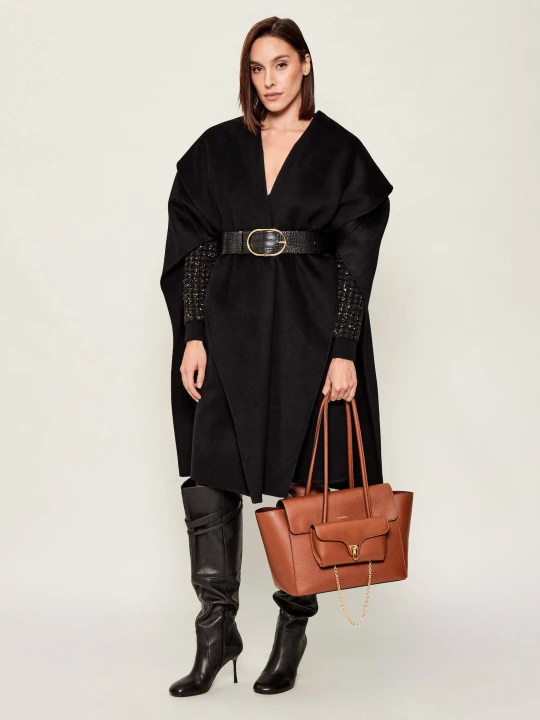 Zdjęcie produktu Elisabetta Franchi Wełniane ponczo | Oversize fit czarny