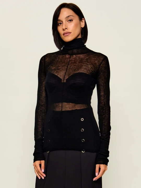 Zdjęcie produktu Elisabetta Franchi Wełniany golf | Slim Fit czarny