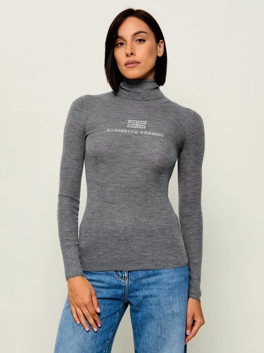 Zdjęcie produktu Elisabetta Franchi Wełniany golf | Slim Fit szary