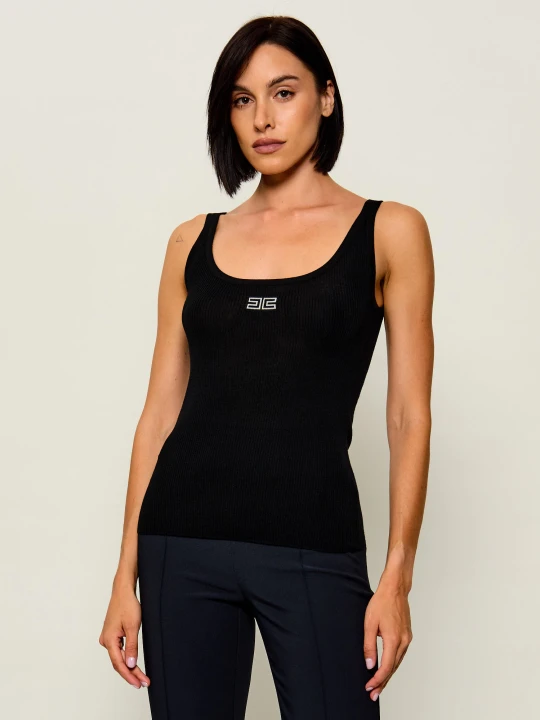 Zdjęcie produktu Elisabetta Franchi Wełniany top | Slim Fit czarny