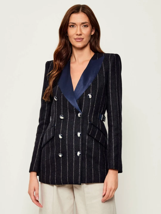 Zdjęcie produktu Elisabetta Franchi Wełniany żakiet | Slim Fit granatowy