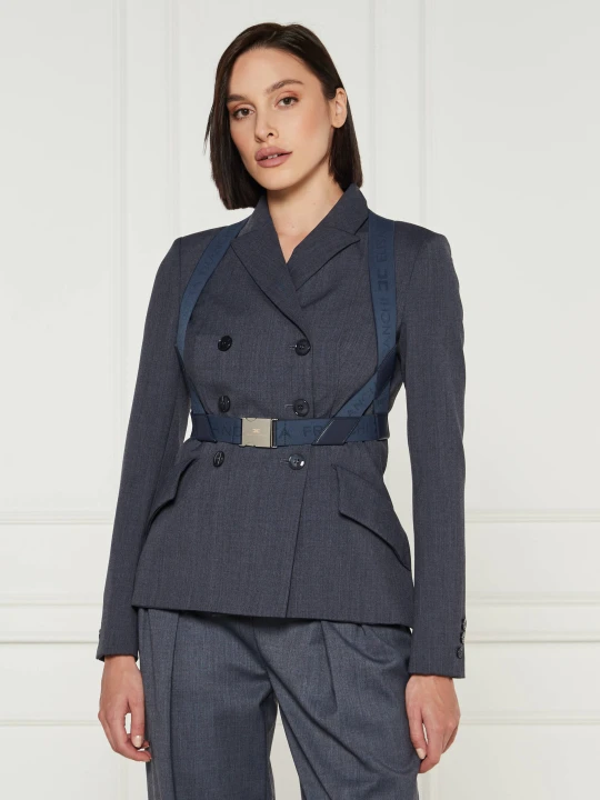 Zdjęcie produktu Elisabetta Franchi Żakiet | Slim Fit | z dodatkiem wełny granatowy