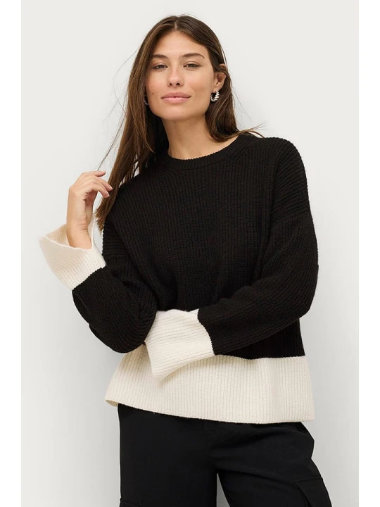 Zdjęcie produktu ellos Sweter "Mallis" w kolorze czarno-białym rozmiar: 38 / 40