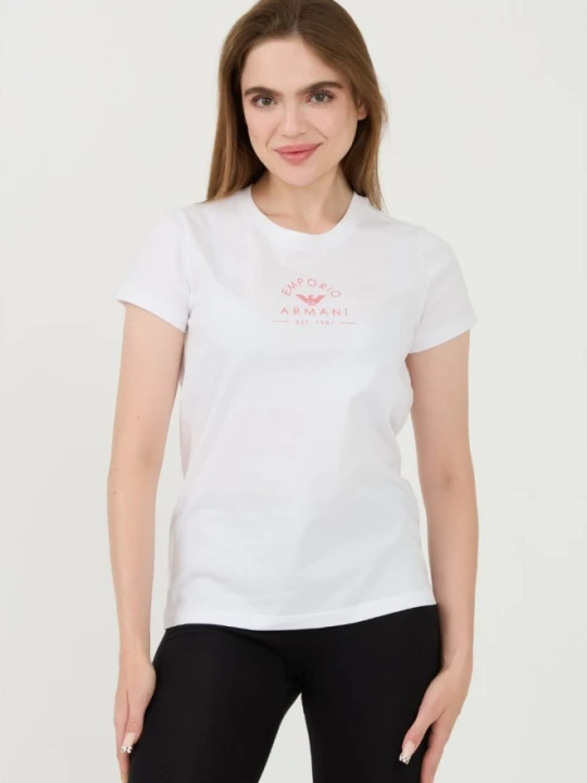 Zdjęcie produktu EMPORIO ARMANI Biały damski t-shirt Uni Logo Printe, Rozmiar XS