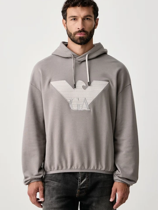 Zdjęcie produktu Emporio Armani bluza z kapturem męska bawełniana z elastanem szary