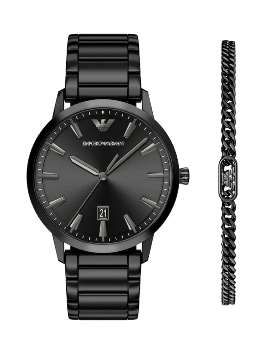 Zdjęcie produktu Emporio Armani bransoletka i zegarek męski Ruggero czarny