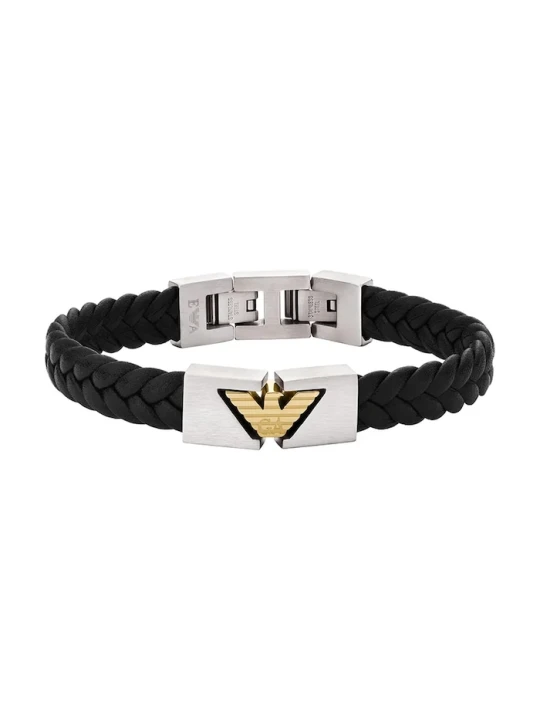 Zdjęcie produktu Emporio Armani bransoletka skórzana srebrny