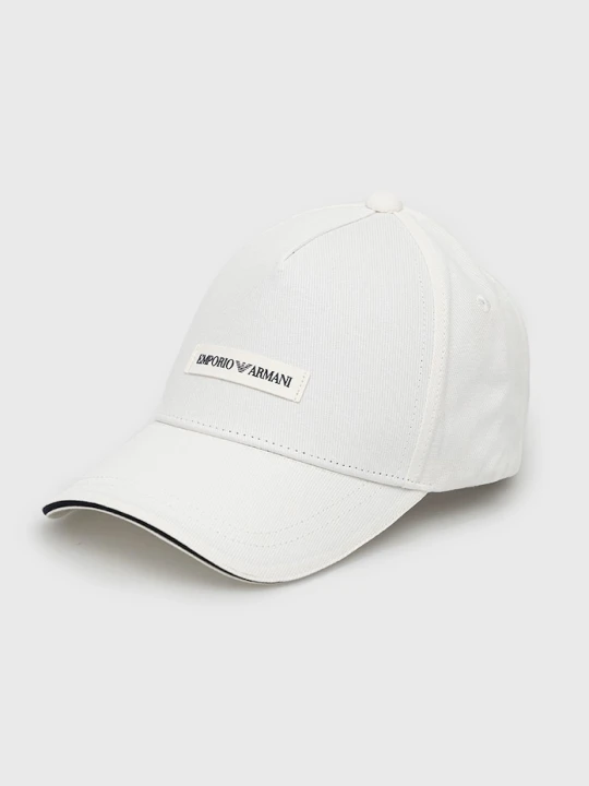 Zdjęcie produktu Emporio Armani czapka z daszkiem bawełniana biały