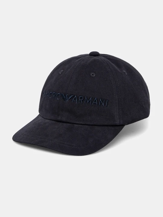 Zdjęcie produktu Emporio Armani czapka z daszkiem bawełniana granatowy