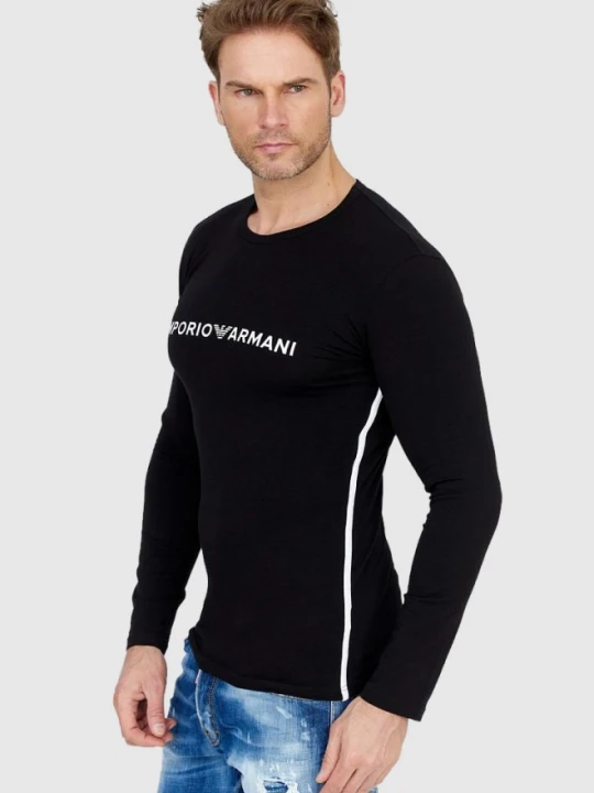 Zdjęcie produktu EMPORIO ARMANI Czarny longsleeve męski z lampasami, Rozmiar S