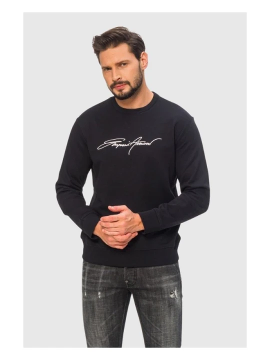 Zdjęcie produktu EMPORIO ARMANI Granatowa bluza męska z białym wyszywanym logo, Rozmiar XXL Niebieski