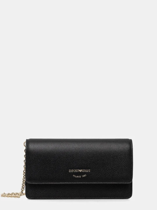 Zdjęcie produktu Emporio Armani kopertówka skórzana czarny