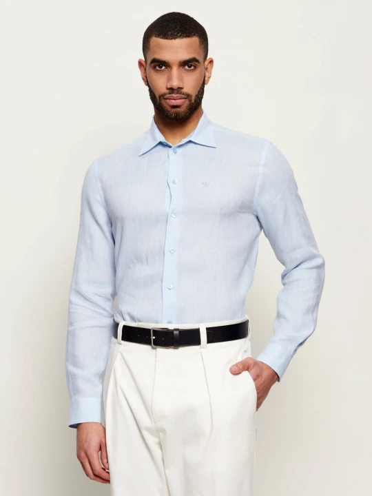 Zdjęcie produktu Emporio Armani Lniana koszula | Regular Fit błękitny