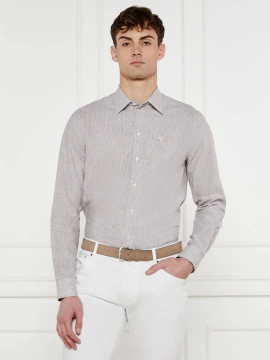 Zdjęcie produktu Emporio Armani Lniana koszula | Regular Fit beżowy