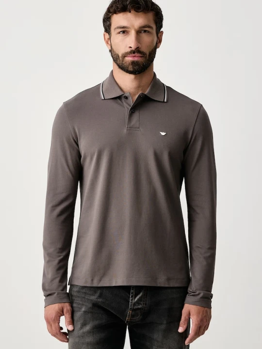 Zdjęcie produktu Emporio Armani longsleeve męski bawełniany z elastanem szary