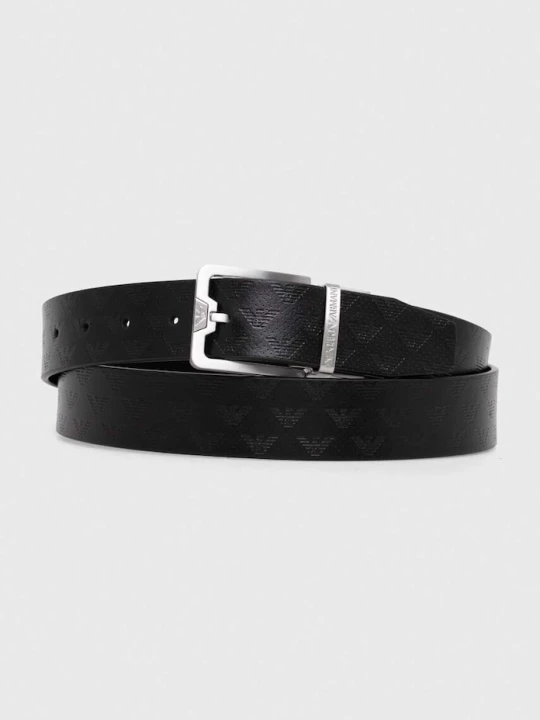 Zdjęcie produktu Emporio Armani pasek skórzany dwustronny czarny