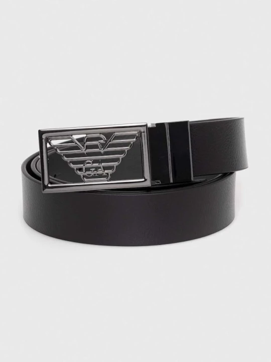Zdjęcie produktu Emporio Armani pasek dwustronny męski skórzany czarny