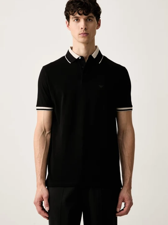 Zdjęcie produktu Emporio Armani polo męskie bawełniane czarny