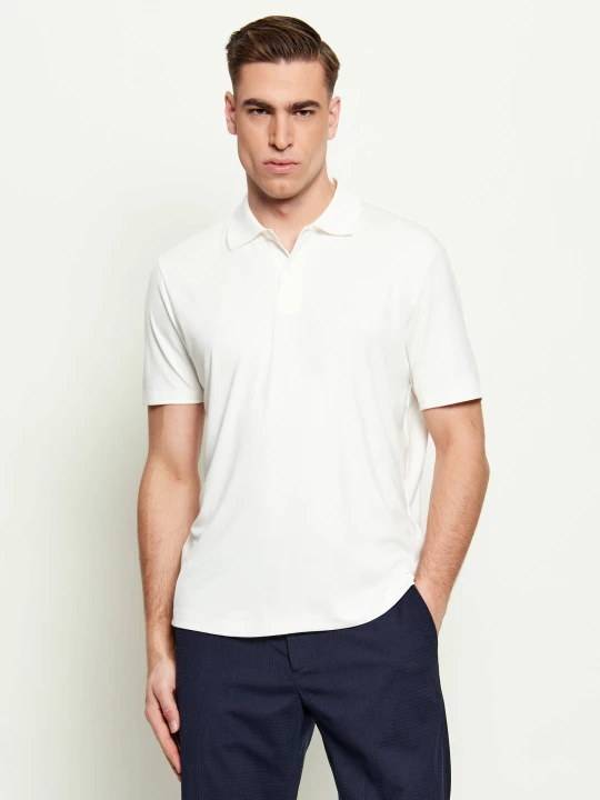 Zdjęcie produktu Emporio Armani Polo | Slim Fit | z dodatkiem jedwabiu ecru