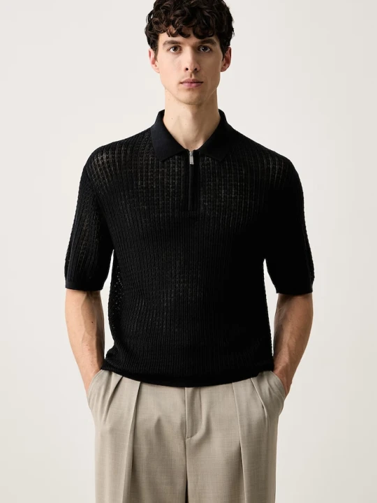 Zdjęcie produktu Emporio Armani polo swetrowe męskie z lyocellem granatowy