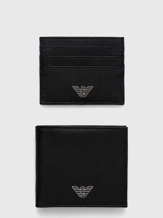 Zdjęcie produktu Emporio Armani portfel i etui na karty skórzane czarny
