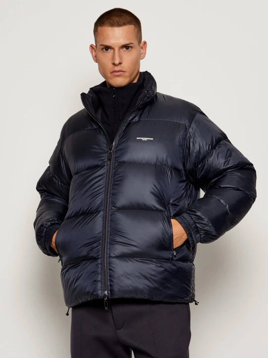 Zdjęcie produktu Emporio Armani Puchowa dwustronna kurtka | Regular Fit | z dodatkiem wełny granatowy