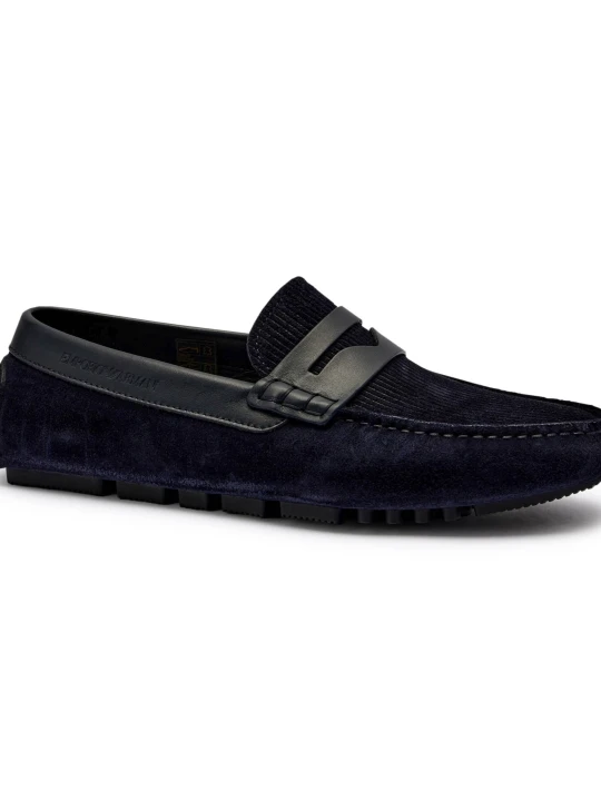 Zdjęcie produktu Emporio Armani Skórzane mokasyny granatowy