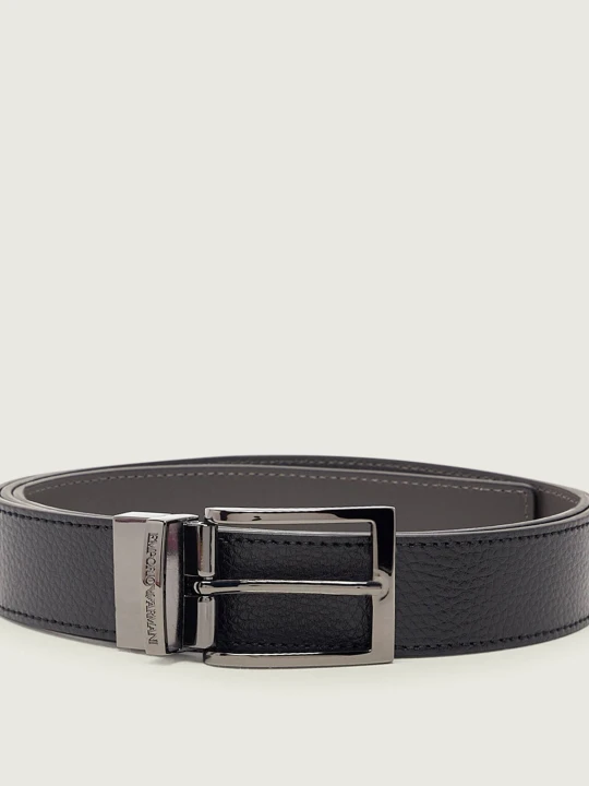 Zdjęcie produktu Emporio Armani Skórzany dwustronny pasek czarny