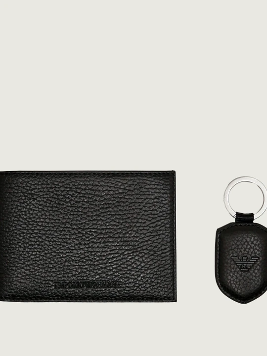 Zdjęcie produktu Emporio Armani Skórzany portfel + brelok czarny