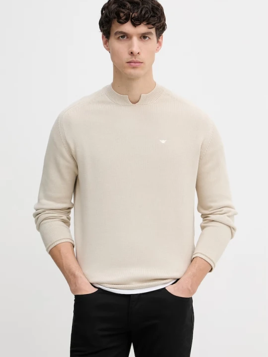 Zdjęcie produktu Emporio Armani sweter męski bawełniany beżowy