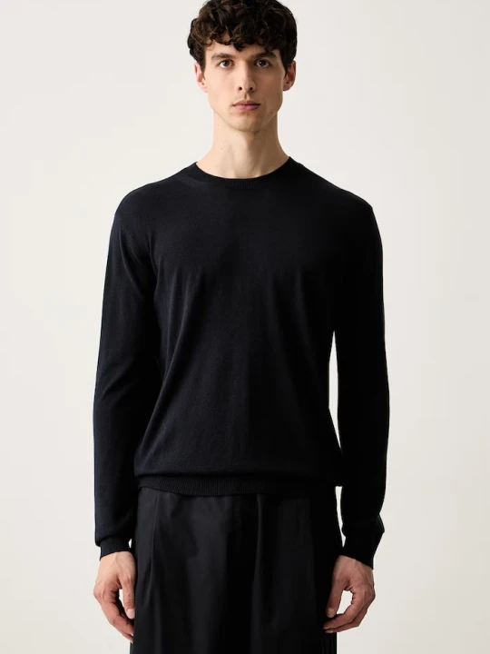 Zdjęcie produktu Emporio Armani sweter męski z jedwabiem granatowy