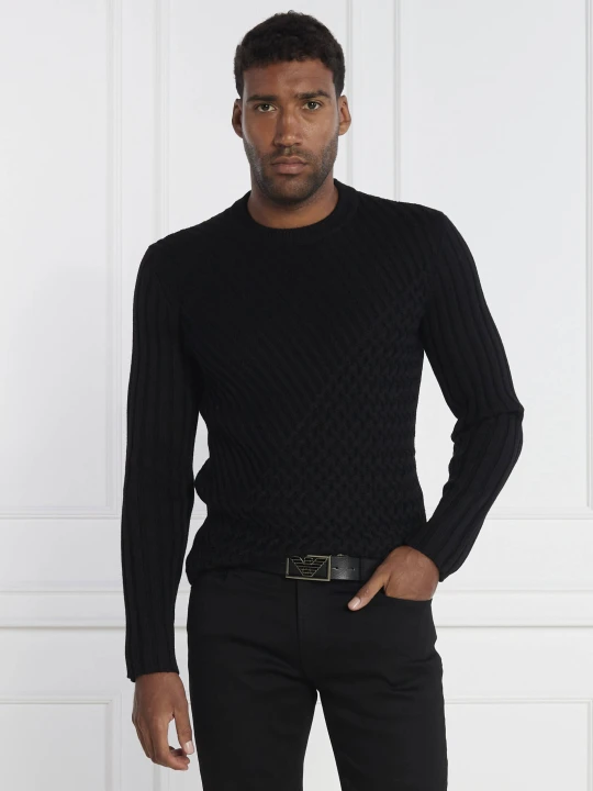 Zdjęcie produktu Emporio Armani Sweter | Regular Fit | z dodatkiem wełny czarny
