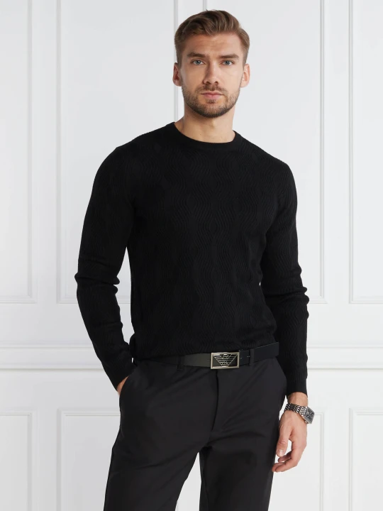 Zdjęcie produktu Emporio Armani Sweter | Regular Fit | z dodatkiem wełny czarny
