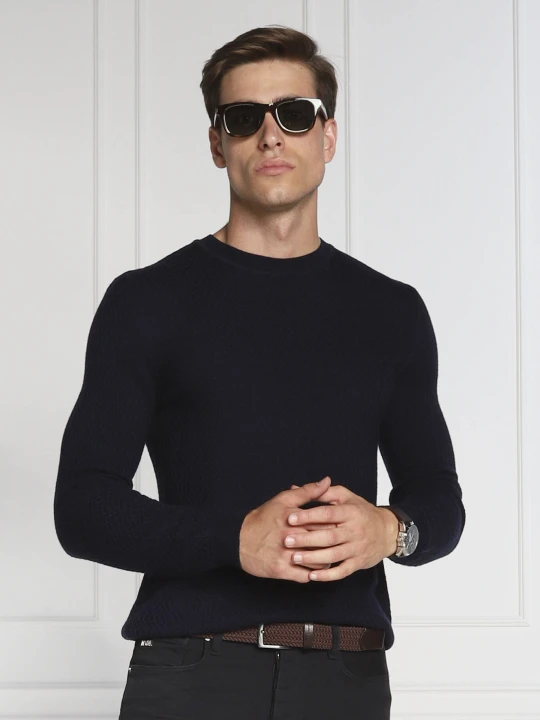 Zdjęcie produktu Emporio Armani Sweter | Slim Fit | z dodatkiem wełny granatowy